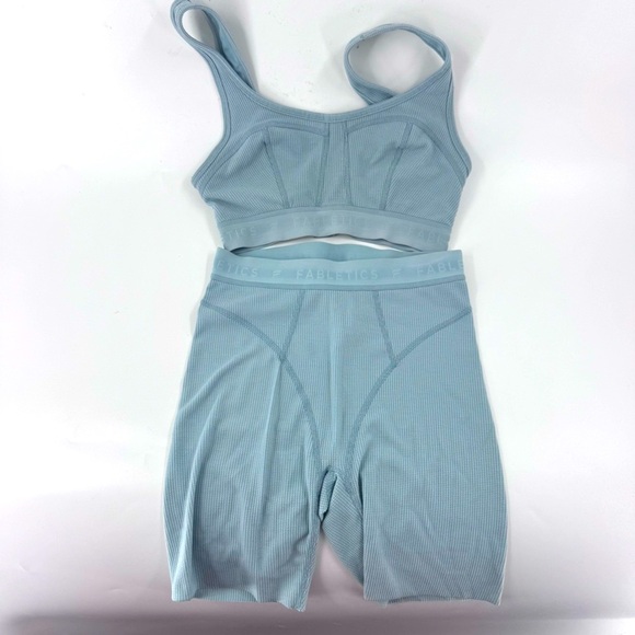 Fabletics Women's Light Green / blue Sports Bra Set - Picture 4 of 9